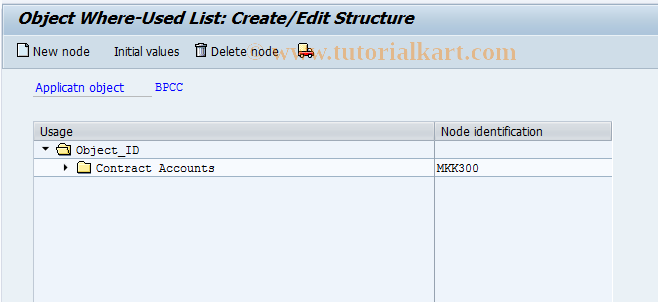 SAP TCode BUSWU31 - BP PaytCard: Where-UsedL, Structure