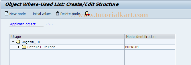 SAP TCode BUSWU61 - BP Roles: Where-Used List, Structure