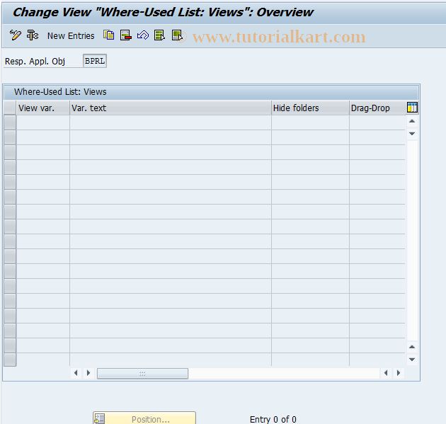 SAP TCode BUSWU62 - BP Roles: Where-Used List, Views