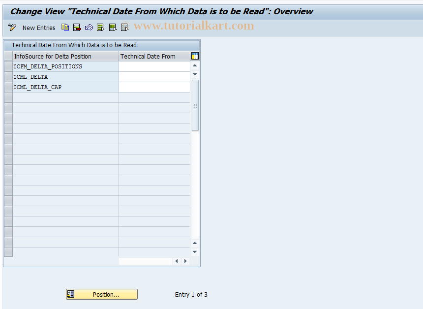 SAP TCode BWFS_AB_DATUM_SET - Date from Which Data is Read
