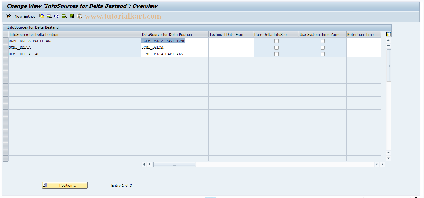 SAP TCode BWFS_INFOSOURCE_DELT - Maintain InfoSources for Delta Position 