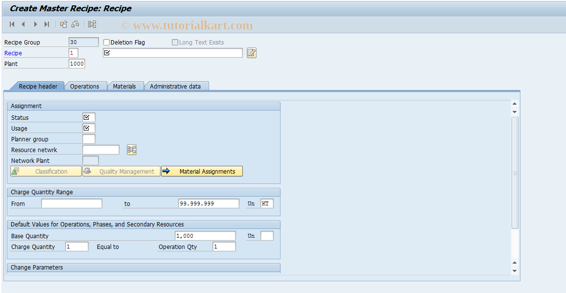 SAP TCode C201 - Create Master Recipe