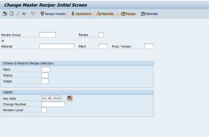 SAP TCode C202 - Change Master Recipe