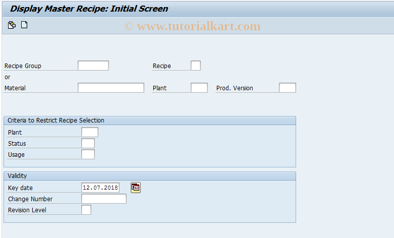 SAP TCode C203 - Display Master Recipe