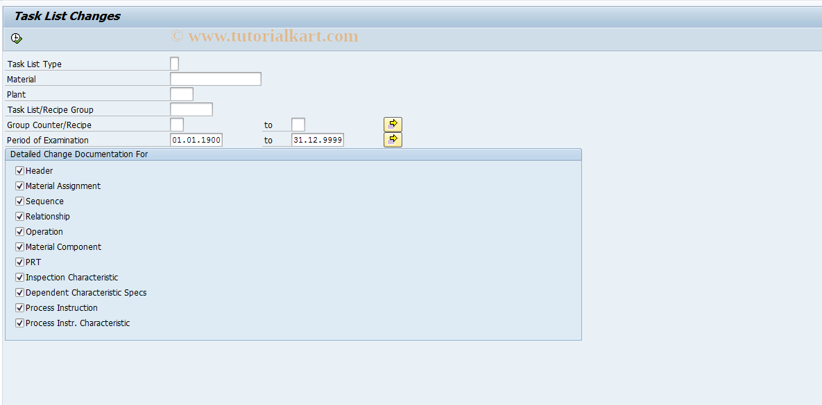 SAP TCode C260 - Recipe Development on Time Basis