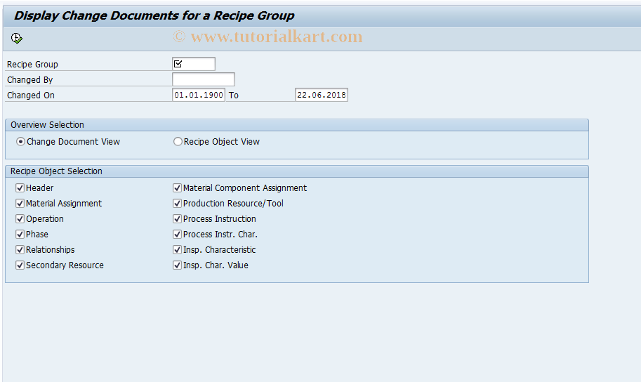 SAP TCode C261 - Change Document Display Master Record 