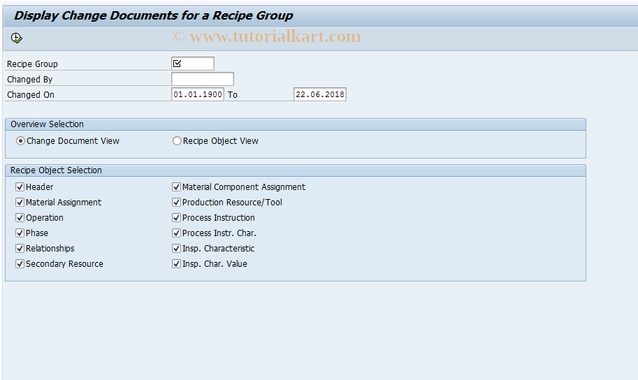 sap recipe material assignment table