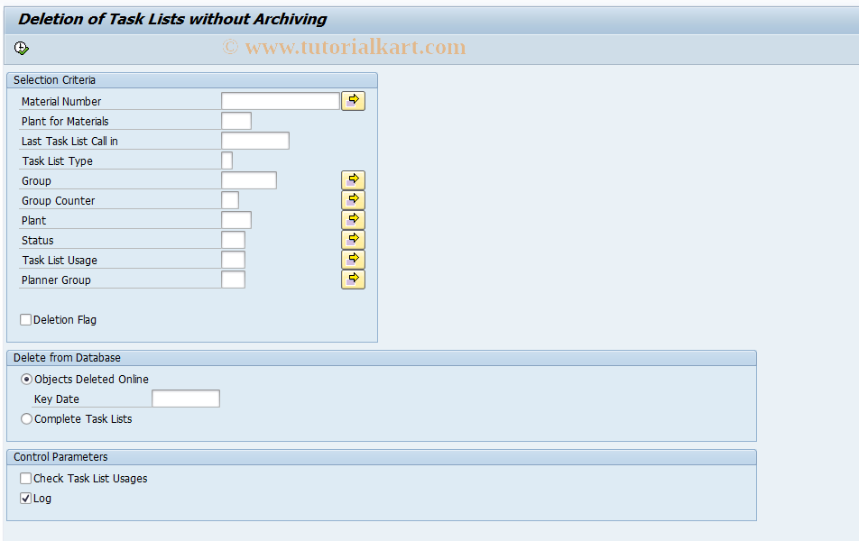 SAP TCode C298 - Delete Master Recipes