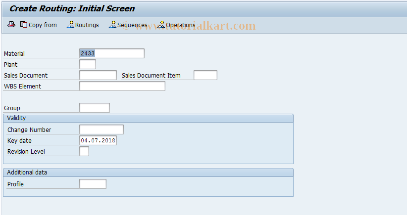 SAP TCode CA01 - Create Routing