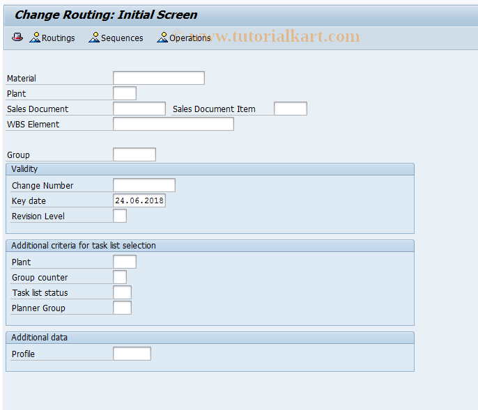 SAP TCode CA02 - Change Routing