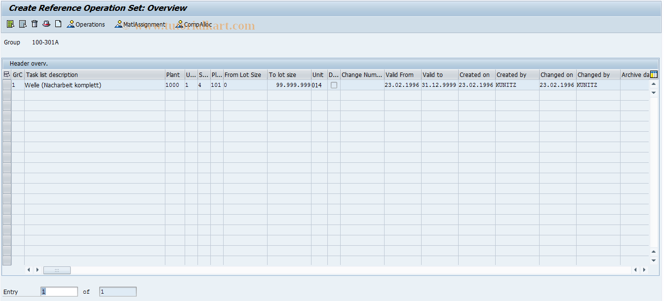 SAP TCode CA11 - Create Reference Operation Set