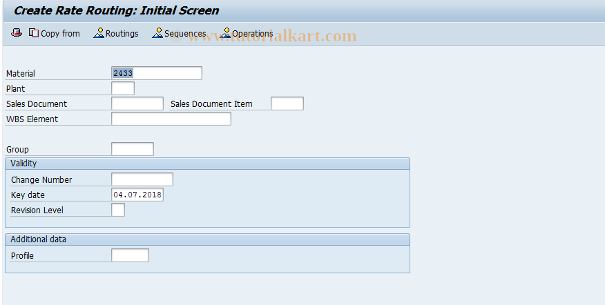 SAP TCode CA21 - Create Rate Routing