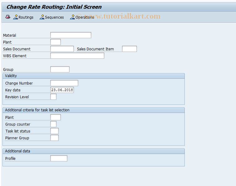 SAP TCode CA22 - Change Rate Routing