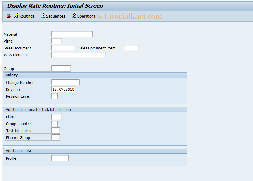 SAP TCode CA23 - Display Rate Routing