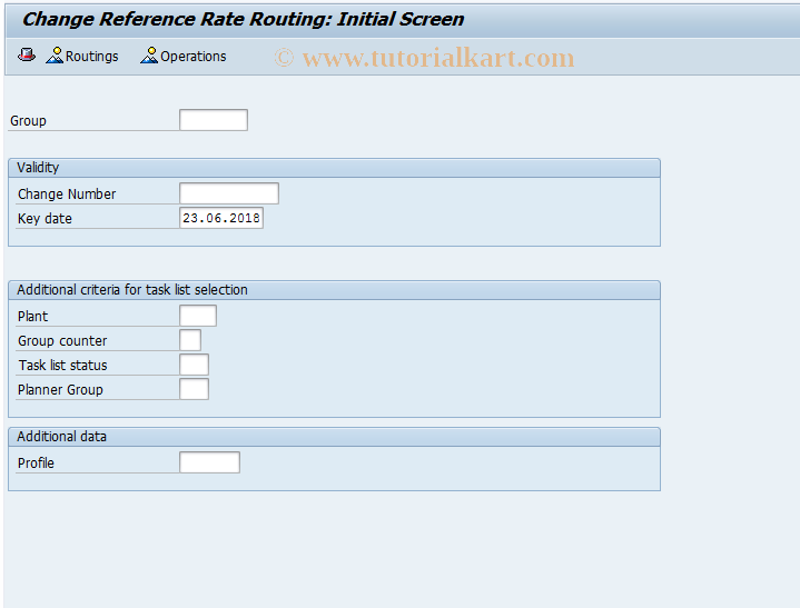 SAP TCode CA32 - Change Reference Rate Routing