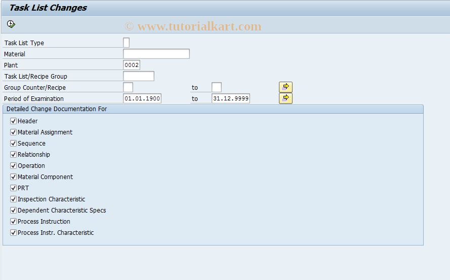 SAP TCode CA60 - Changes in Routings/ Reference Operation Sets