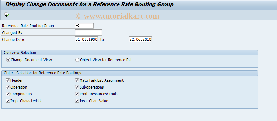 SAP TCode CA64 - Change documents for Reference rate rtgs