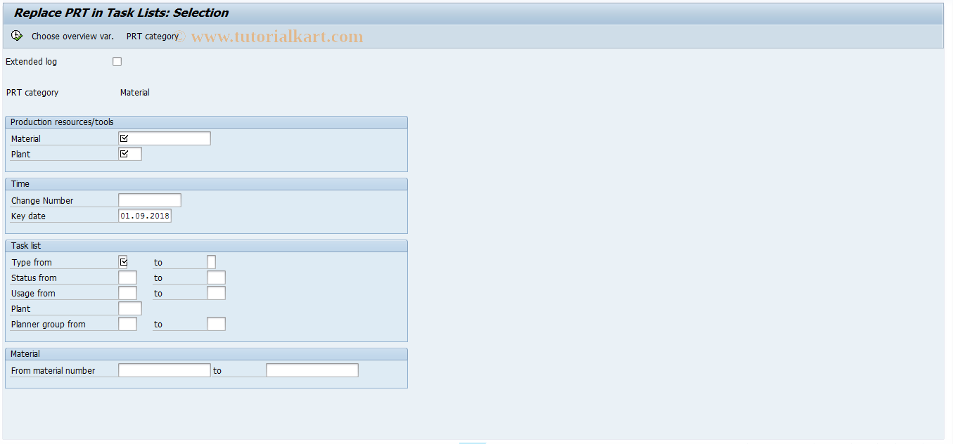 SAP TCode CA75 - Mass Replace PRT