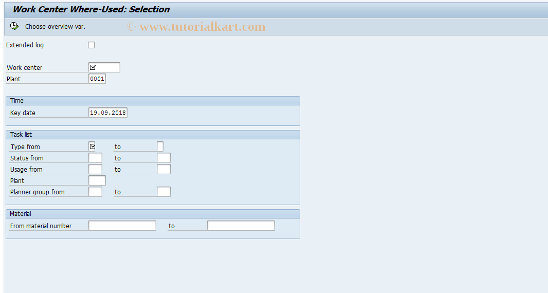 SAP TCode CA80 - Use of Work Center in Task Lists