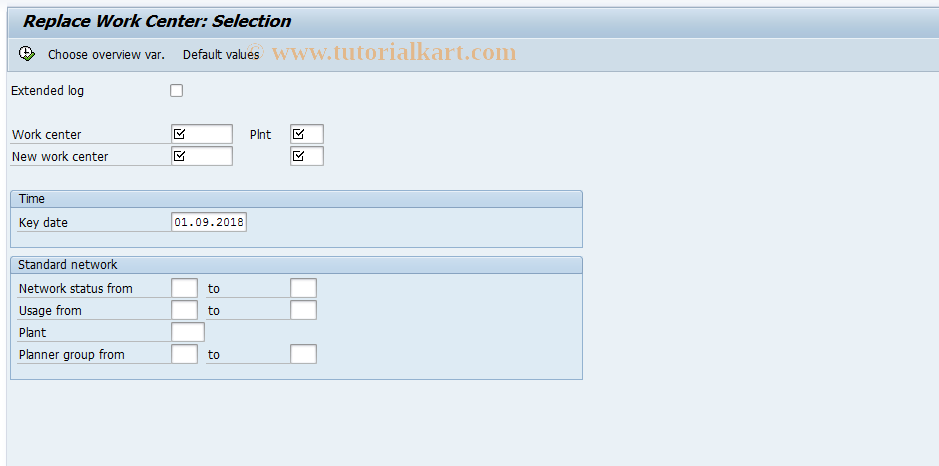 SAP TCode CA88 - Mass replace work center in lib network