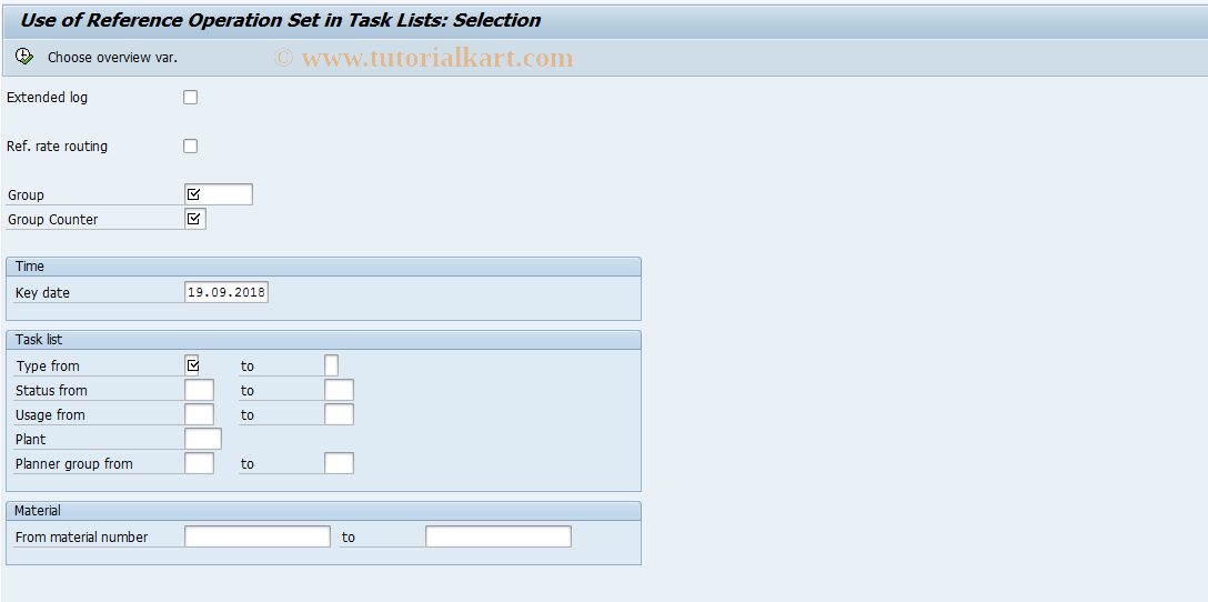 SAP TCode CA90 - Use of Reference Operation Set in Routings