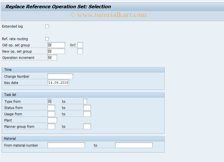 SAP TCode CA95 - Replace Reference Operation Set in Task Lists