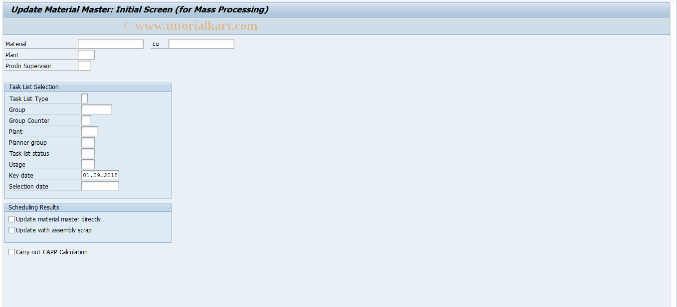 SAP TCode CA97 - Mass scheduling using material master