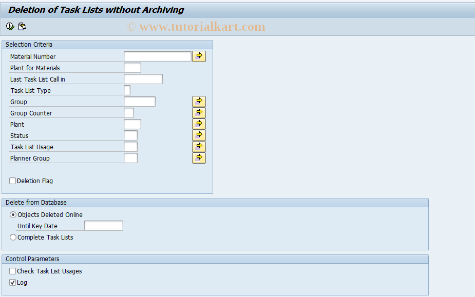 SAP TCode CA98 - Deletion of task lists