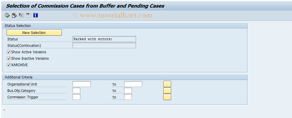 SAP TCode CACSB001 - Display Pending Cases