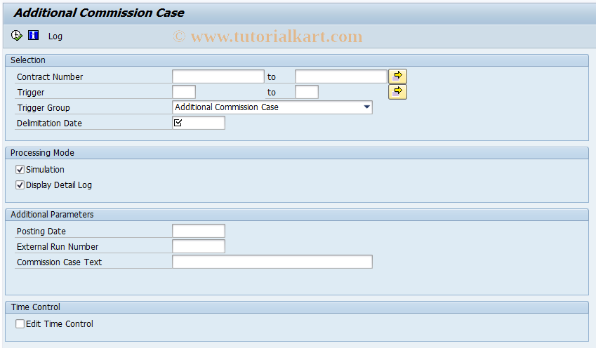 SAP TCode CACSCA1 - Additional Commission Case