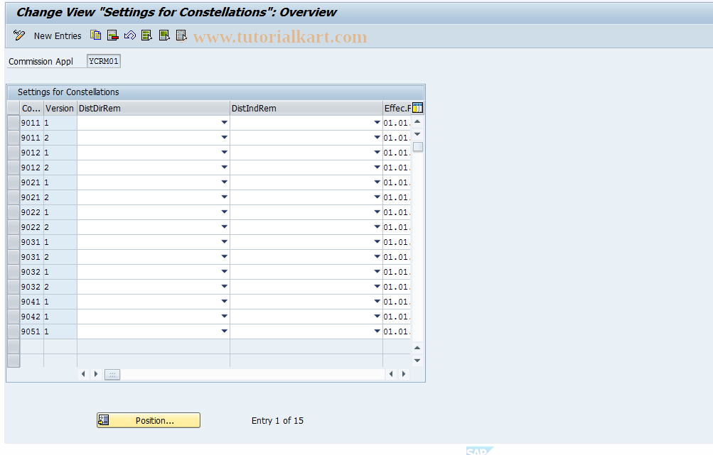 SAP TCode CACSCG_01 - Poss. Constellation and Definition 