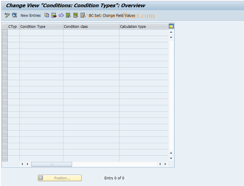 SAP TCode CACSCOND0025 - Condition Types - Liability