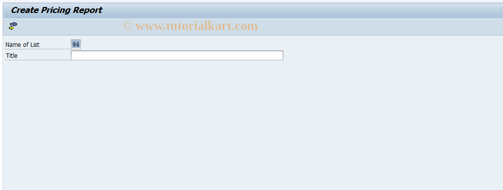 SAP TCode CACSCONDLA - Create Pricing Report