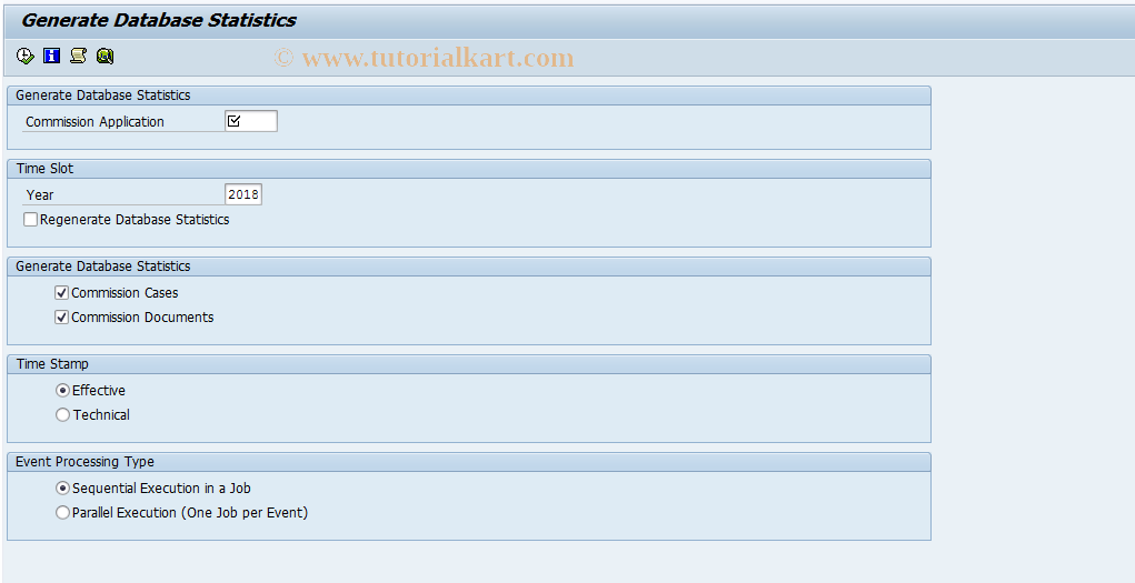 SAP TCode CACSDBS_DET - Generate Database Statistics