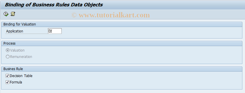 SAP TCode CACS_APPL_01_BR - Bind Business Rules Data Obj for Val