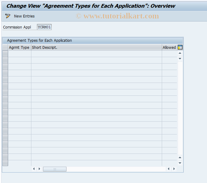 SAP TCode CACS_APPL_D1 - Agreement Types for Each Application