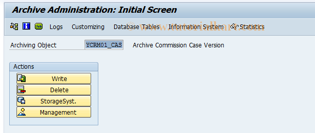 SAP TCode CACS_CAS_ARCH - Archiving: Commission Case