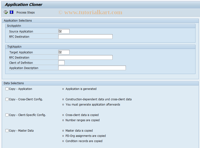 SAP TCode CACS_CLONE - Application Cloner