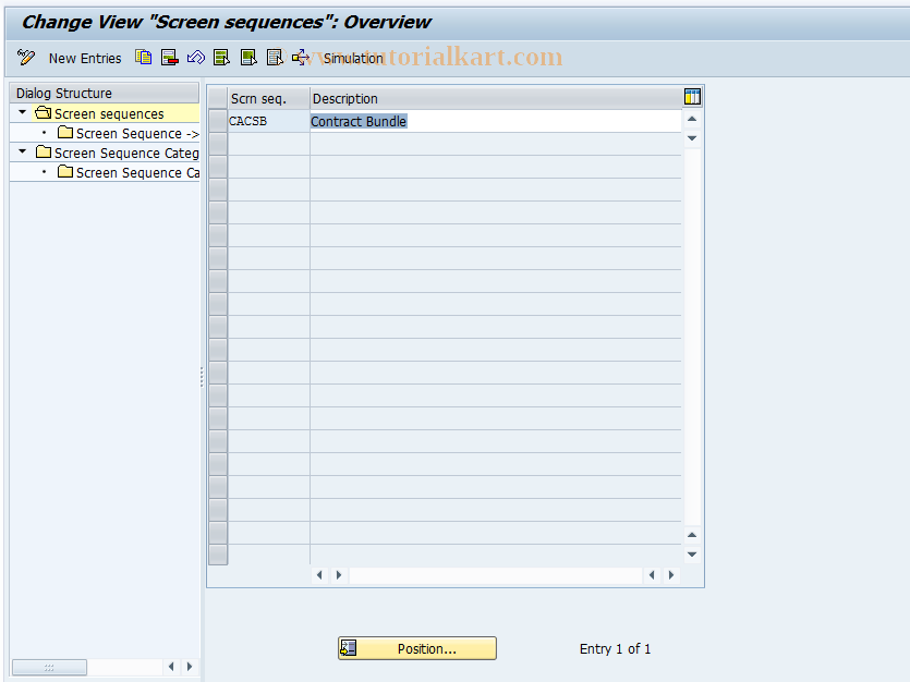 SAP TCode CACS_CSB0006 - CSB Control: Screen Sequences
