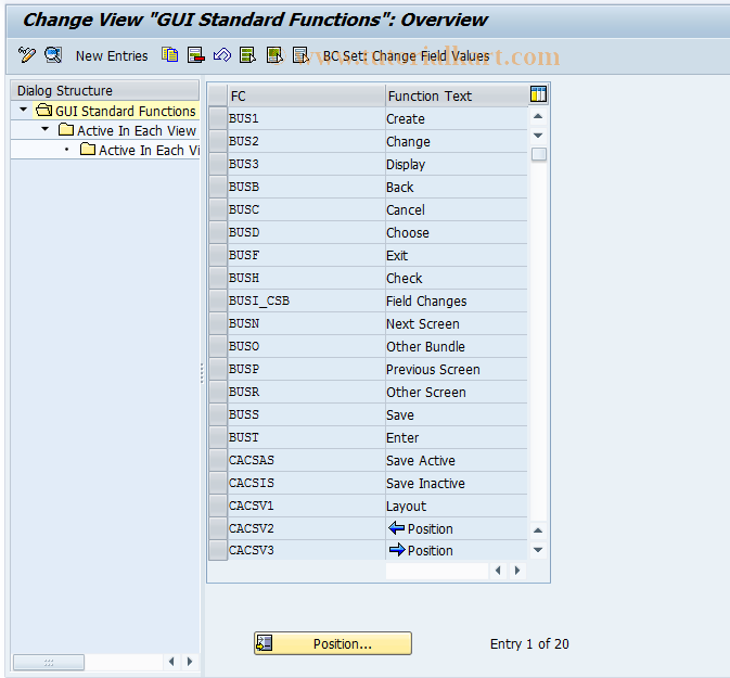 SAP TCode CACS_CSB0008 - CSB Control: CUA Standard Function