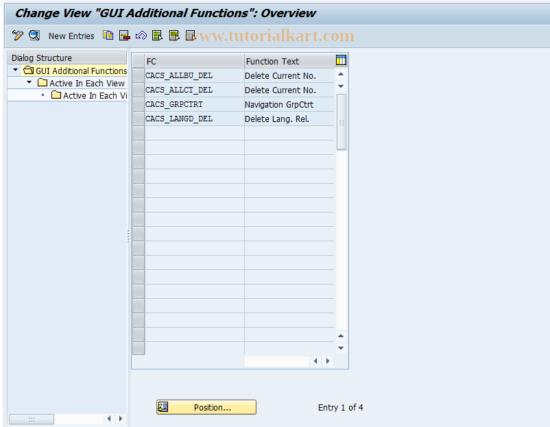 SAP TCode CACS_CSB0009 - CSB Control: CUA Additional Function