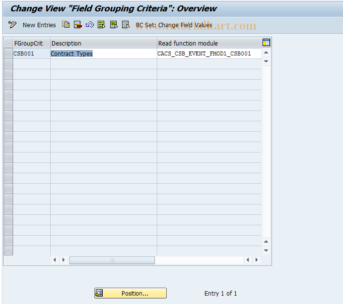 SAP TCode CACS_CSB0012 - CSB Control: Field Modific. Criteria