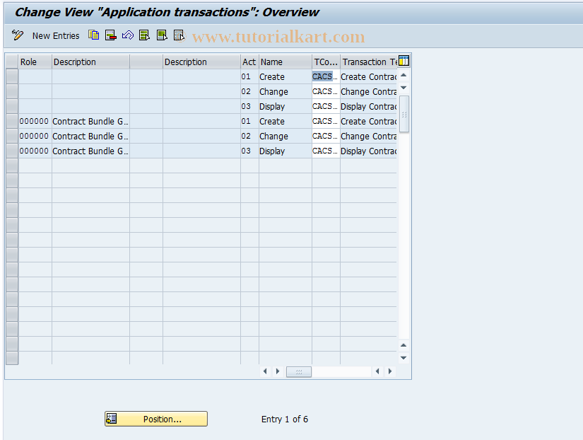 SAP TCode CACS_CSB0015 - CSB Control: Application Transaction