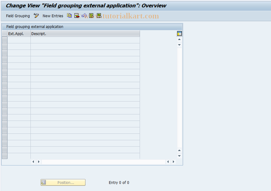 SAP TCode CACS_CSB0105 - CSB-Cust: Field Modific. External Application 