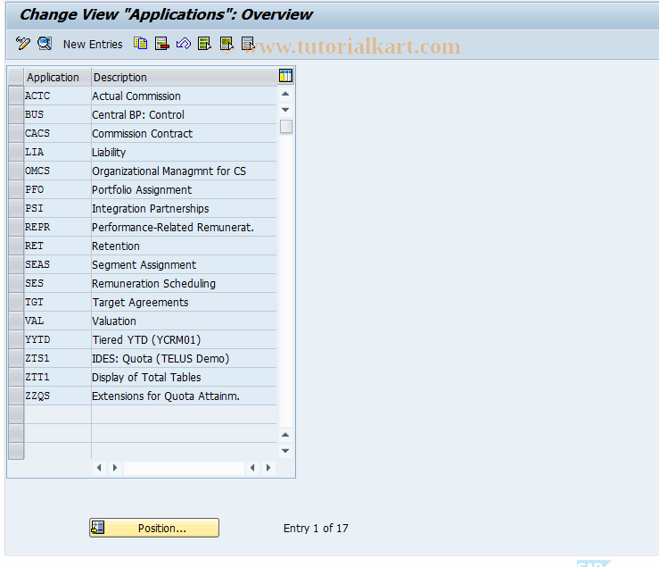 SAP TCode CACS_CSC0001 - CSC Control: Applications