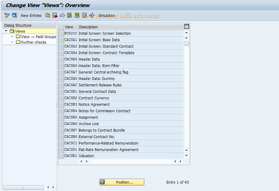 SAP TCode CACS_CSC0003 - CSC Control: Views