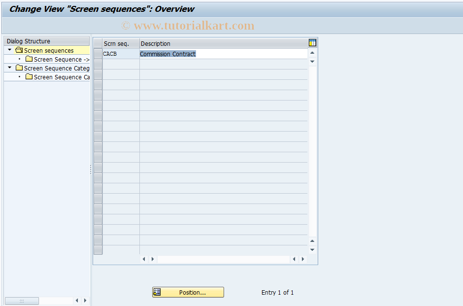 SAP TCode CACS_CSC0006 - CSC Control: Screen Sequences