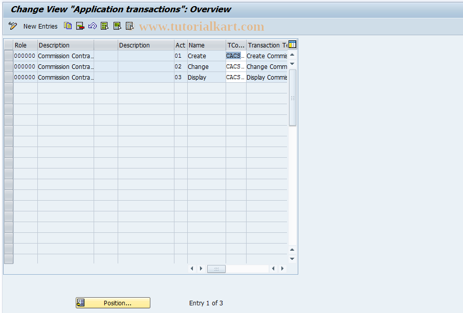 SAP TCode CACS_CSC0015 - CSC Control: Application Transaction