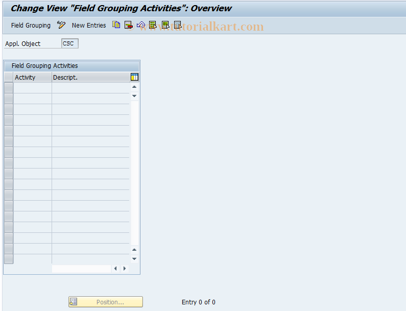 SAP TCode CACS_CSC0019 - CSC Control: FGroupng Activ.Control