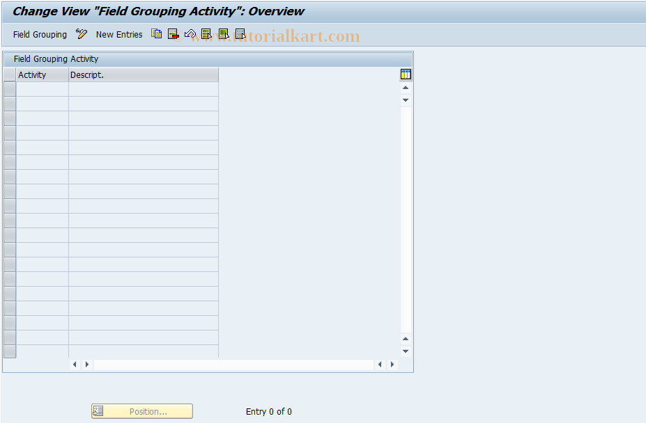 SAP TCode CACS_CSC0100 - CSC Customer : Field Grouping Activity